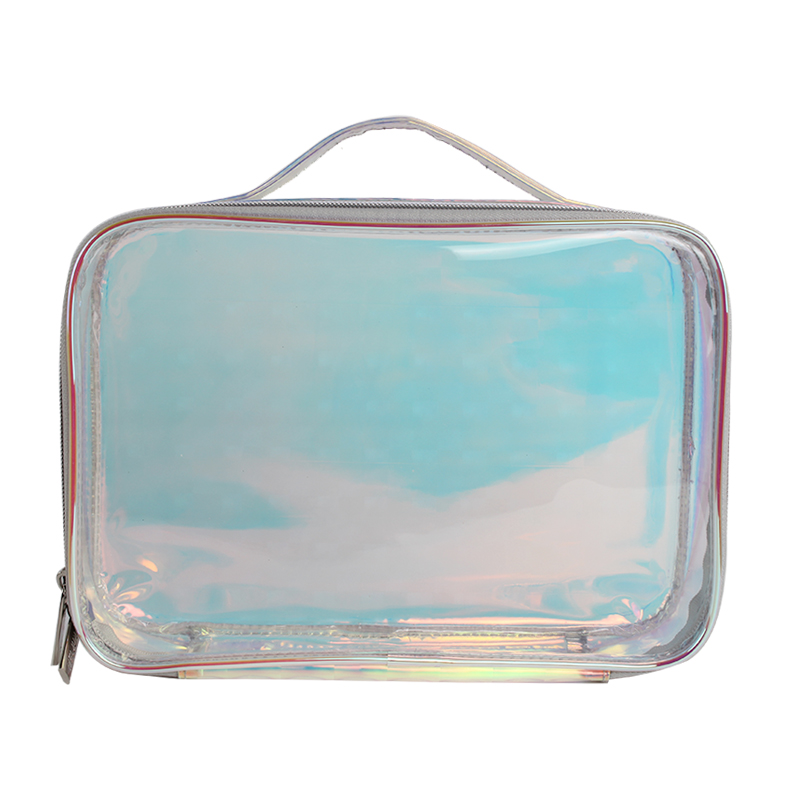 Organizer Handle Makeup Box Custom Transparency PVC Cosmetic Bags Cases 
