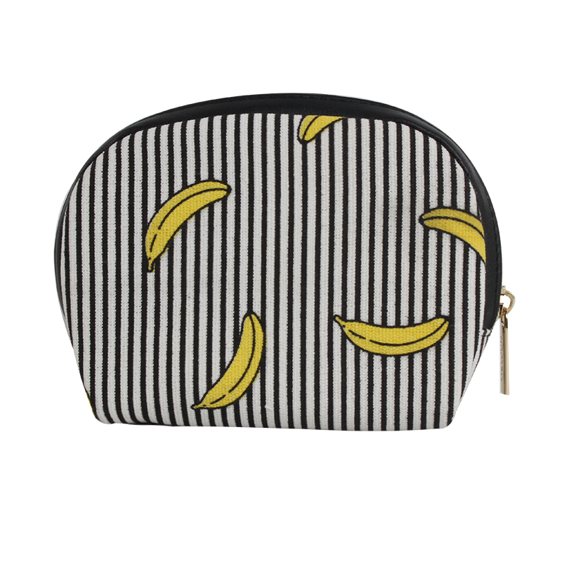 ODM/OEM Fashion Banana Canvas Makeup Bag Insert Metal Zipper Personalized Cosmetic Bag 