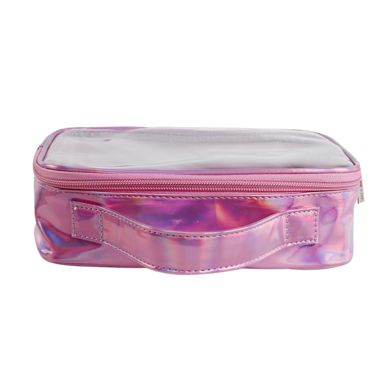 Fashion Makeup Organizer Pink Zipper Personalized Cosmetic Bag Clear PVC Toiletry Travel Bag 