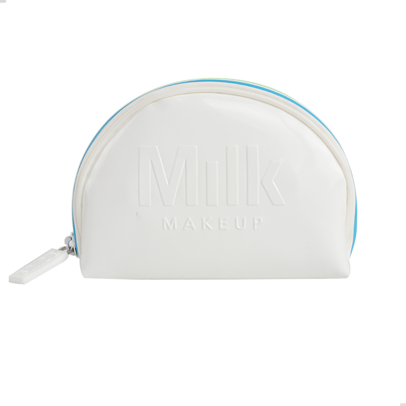 Mini White PU Cosmetic Bag Colourful Zipper Makeup Pouch