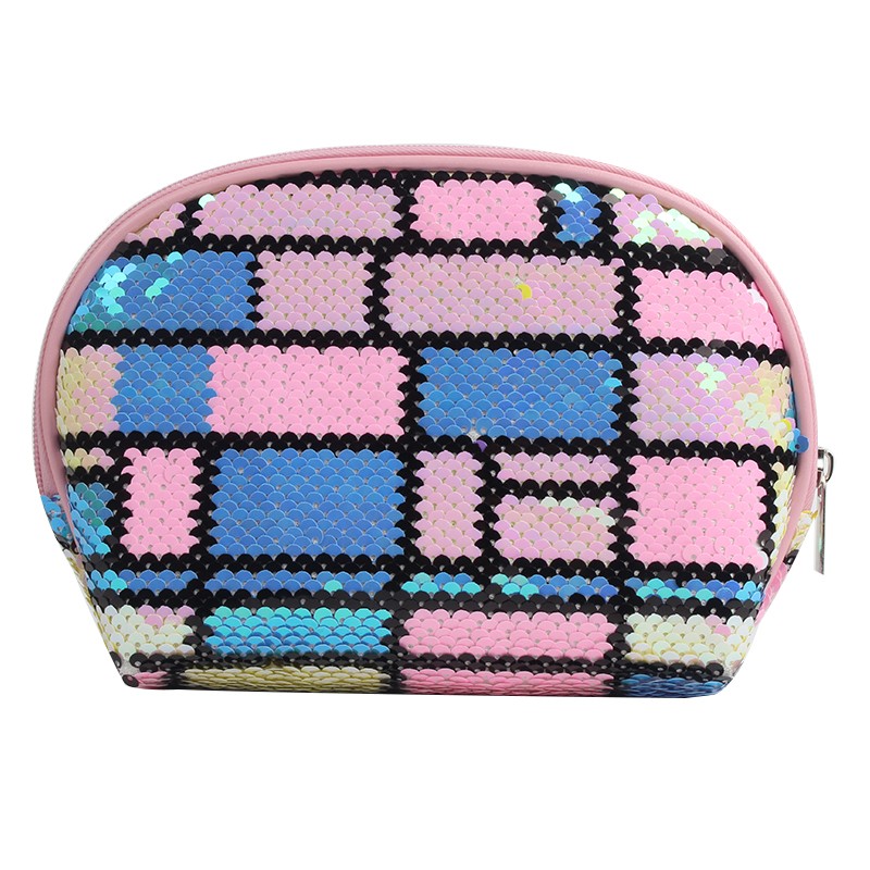 New fashion Girl Hot selling Sequin Cosmetic Pouches Candy Pink Color Makeup Bags Suit