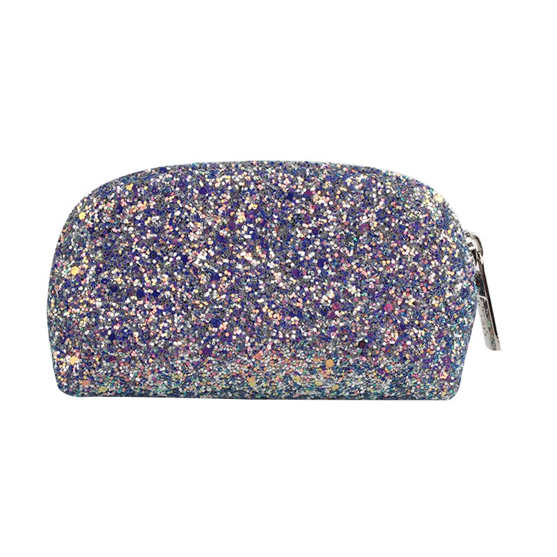 New Arrival Blue Shiny Makeup Pouch Luxury Glitter Travel Cosmetic Bag Cases