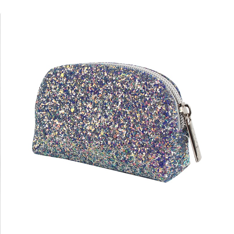 New Arrival Blue Shiny Makeup Pouch Luxury Glitter Travel Cosmetic Bag Cases