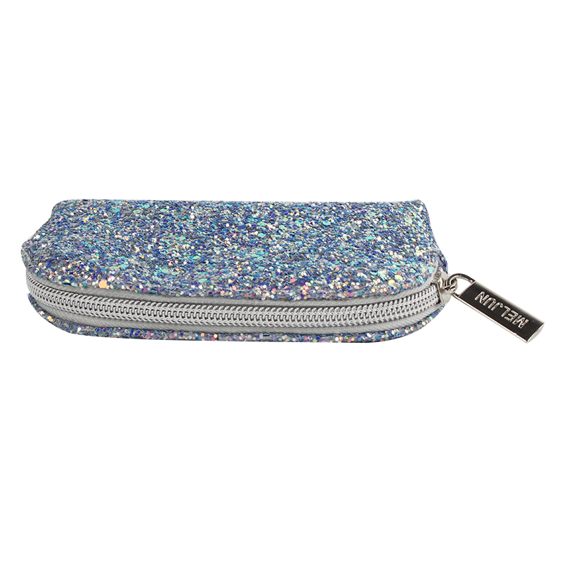 New Arrival Blue Shiny Makeup Pouch Luxury Glitter Travel Cosmetic Bag Cases