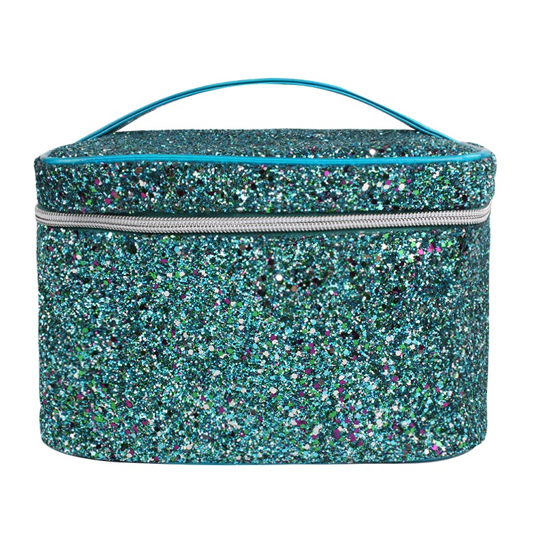 Excellent Quality Promotional glitter cosmetic bag LOGO Customized Luxury reusable makeup bag with ribbon handle