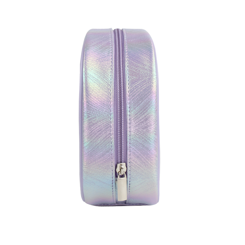 Shiny Metal PU With Clear PVC Cosmetic Bag