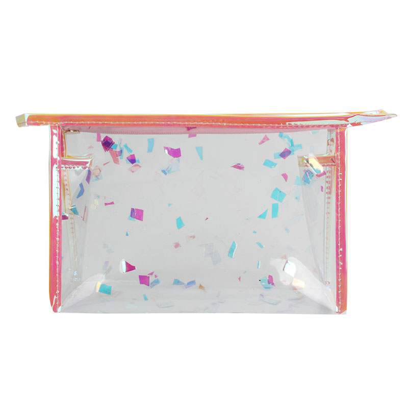 customize personalized cosmetic bag Glitter Clear PVC Makeup Bag