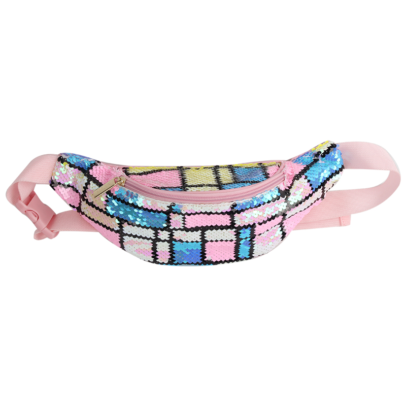 2020 New fashion Hot selling Sequin Women Pink Fanny Pack Waist Bag