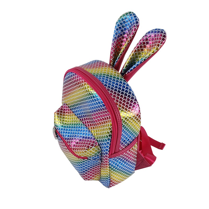 Kawaii Kids Rabbit Ear Design Backpack Colorful PU Waterproof Girl School Backpack