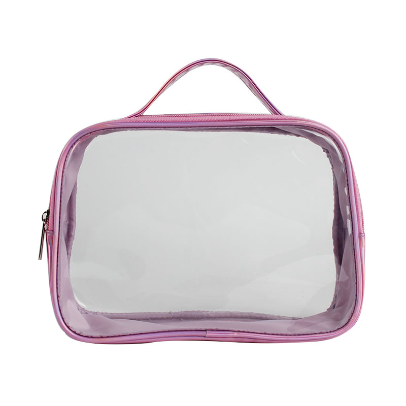 Fashion Makeup Organizer Pink Zipper Personalized Cosmetic Bag Clear PVC Toiletry Travel Bag