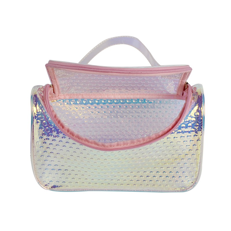 Hot Selling Portable Holographic PVC Cosmetic Bag Beauty Travel Gift Bag Custom Makeup Bag