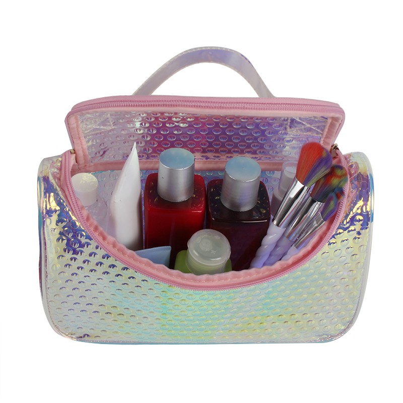 Hot Selling Portable Holographic PVC Cosmetic Bag Beauty Travel Gift Bag Custom Makeup Bag