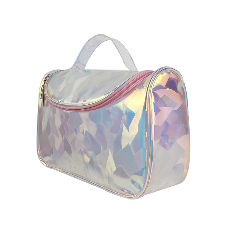 Hot Selling Portable Holographic PVC Cosmetic Bag Beauty Travel Gift Bag Custom Makeup Bag