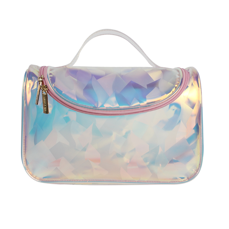 Hot Selling Portable Holographic PVC Cosmetic Bag Beauty Travel Gift Bag Custom Makeup Bag