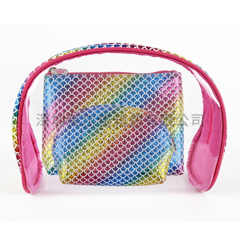 2020 Best Selling Colorful PU With Transparency PVC Cosmetic Bags Fashion Makeup Po