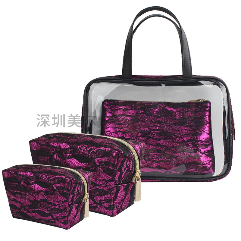 2020 Hot Selling Fashion PVC Handle Cosmetic Bag 4 pieces Set