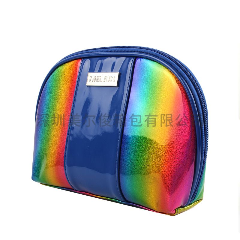 Fashion Candy Color Custom Metal Logo Makeup Bag With Waterproof PU