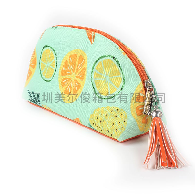 Tropical Fruit Pattern Polyester Cosmetic bag Fashion Cute Girl Tassels Travel Makeup Pouches 