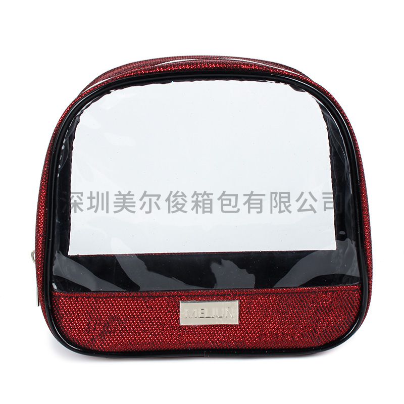 Fashion Girl Jelly PVC Cosmetic Bag Bling bling Glitter Canvas Fabric Makeup Bag Women Travel Toiletry Pouches