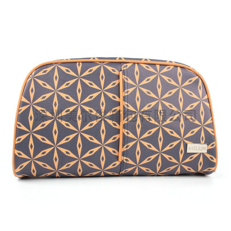 High Quality PU Printed Diamond Pattern Cosmetic Bag Case Custom Zipper Travel Carry Makeup Pouches 