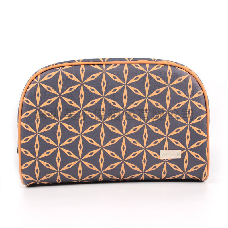 High Quality PU Printed Diamond Pattern Cosmetic Bag Case Custom Zipper Travel Carry Makeup Pouches 