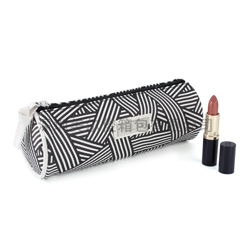 New Strip Pu Leather Makeup Brush Bag Fashion Travel Portable Cylindrical Cosmetic Bags