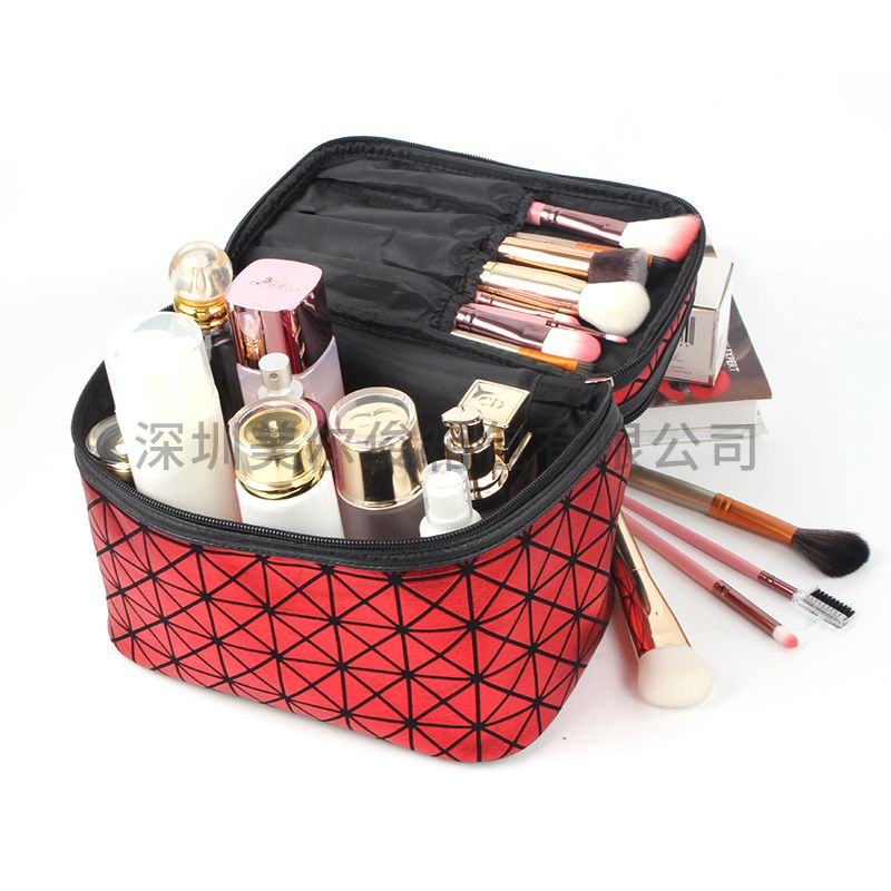 Customized 3 ply Large Capacity Portable Travel Train Hotel Cosmetic Bag Makeup tools storage Case Makeup Bag