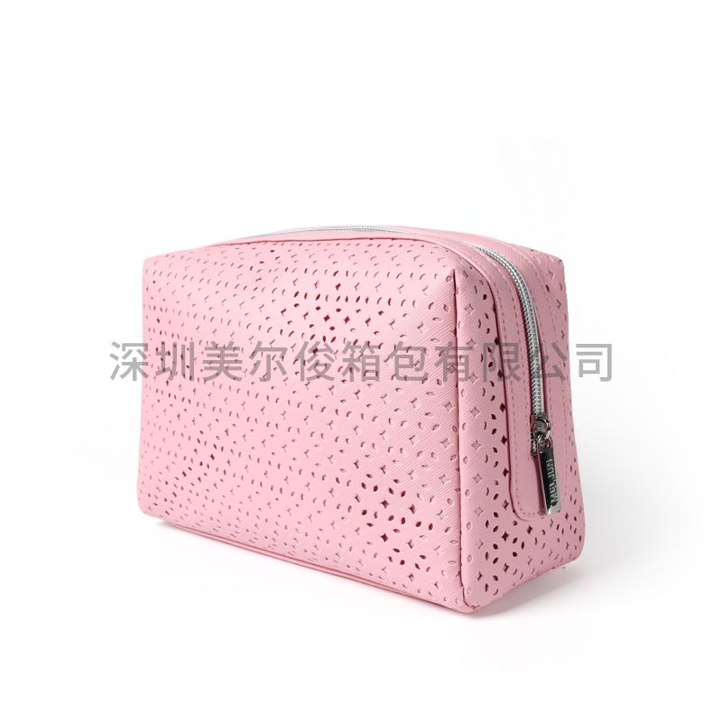 2020 New Zipper Closure Type Hollow Out PU Women Travel Toiletry Bag