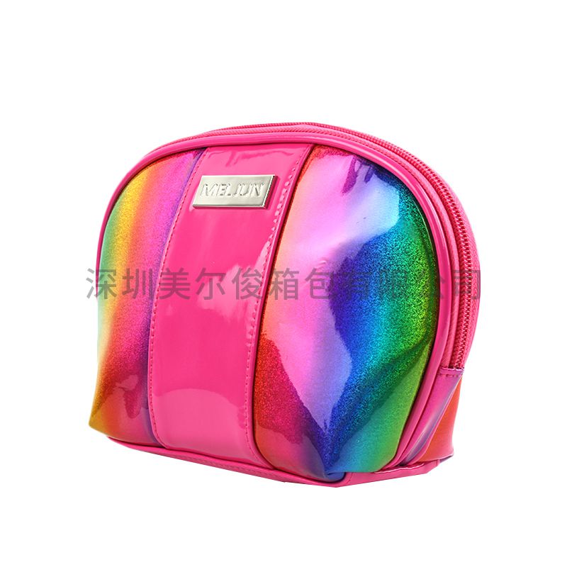 Wholesale Iridescence PVC Makeup Organizer Bags Custom Metal LOGO Zipper Cosmetic Bags