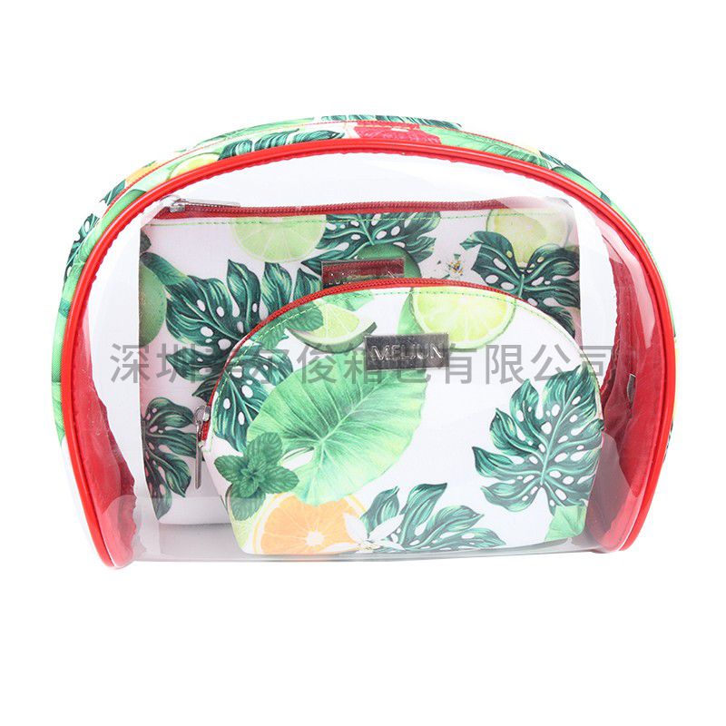 2020 New Trend Custom Polyester Print And Pattern Handle Cosmetic Bag Set Fruit Design Makeup Beauty bag case