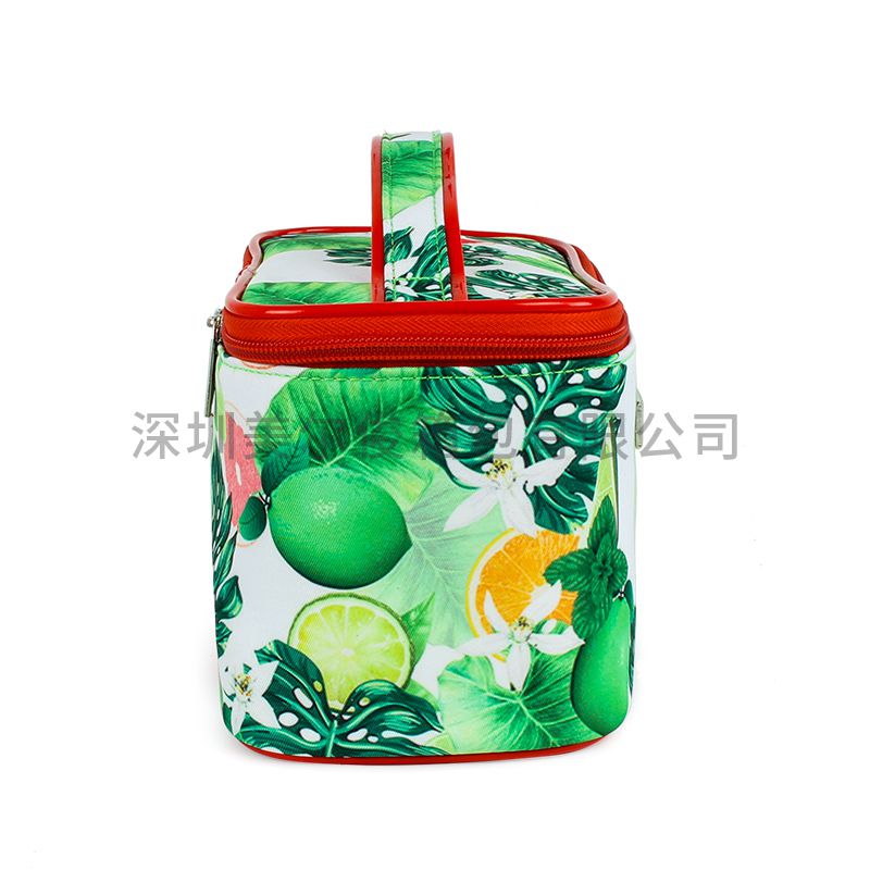 2020 New Trend Custom Polyester Print And Pattern Handle Cosmetic Bag Set Fruit Design Makeup Beauty bag case