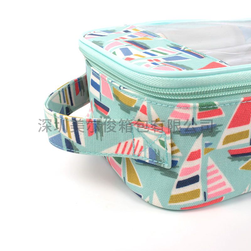 NEW Production Sailboat Pattern Cotton Canvas Cosmetic Bag Waterproof Zipper Makeup Pouch